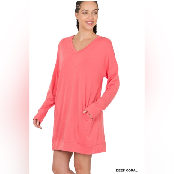 NWT ZENANA SOFT STRETCH F/TERRY DROP SHOULDER LONGLINE TOP - Picture 1 of 1